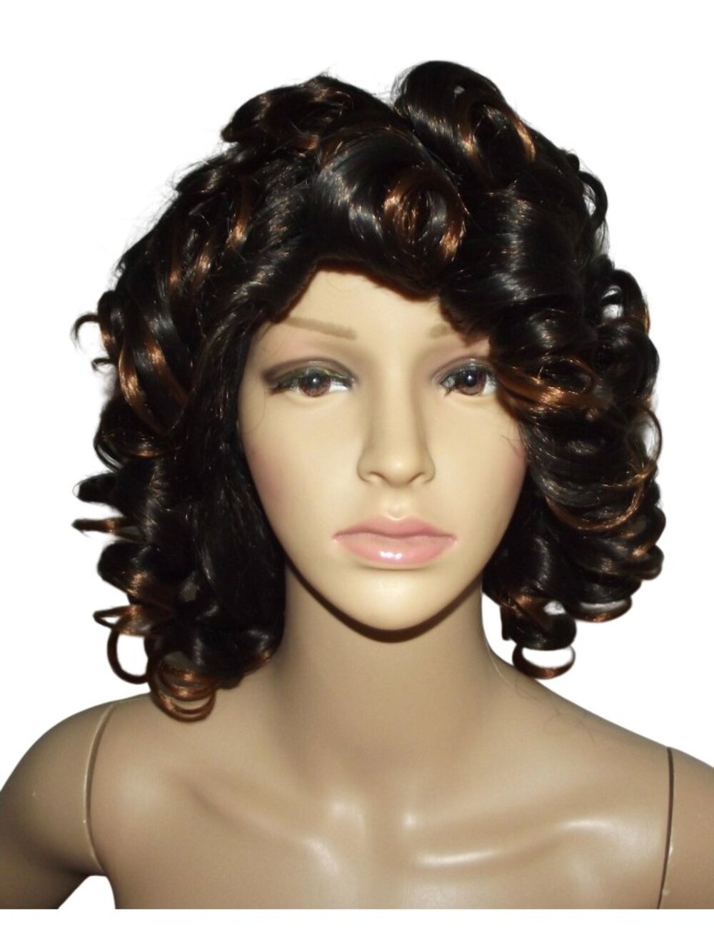 Keat Curly Wig Womens Ombre Brown Natural Short Afro Loose Bangs Daily Wear